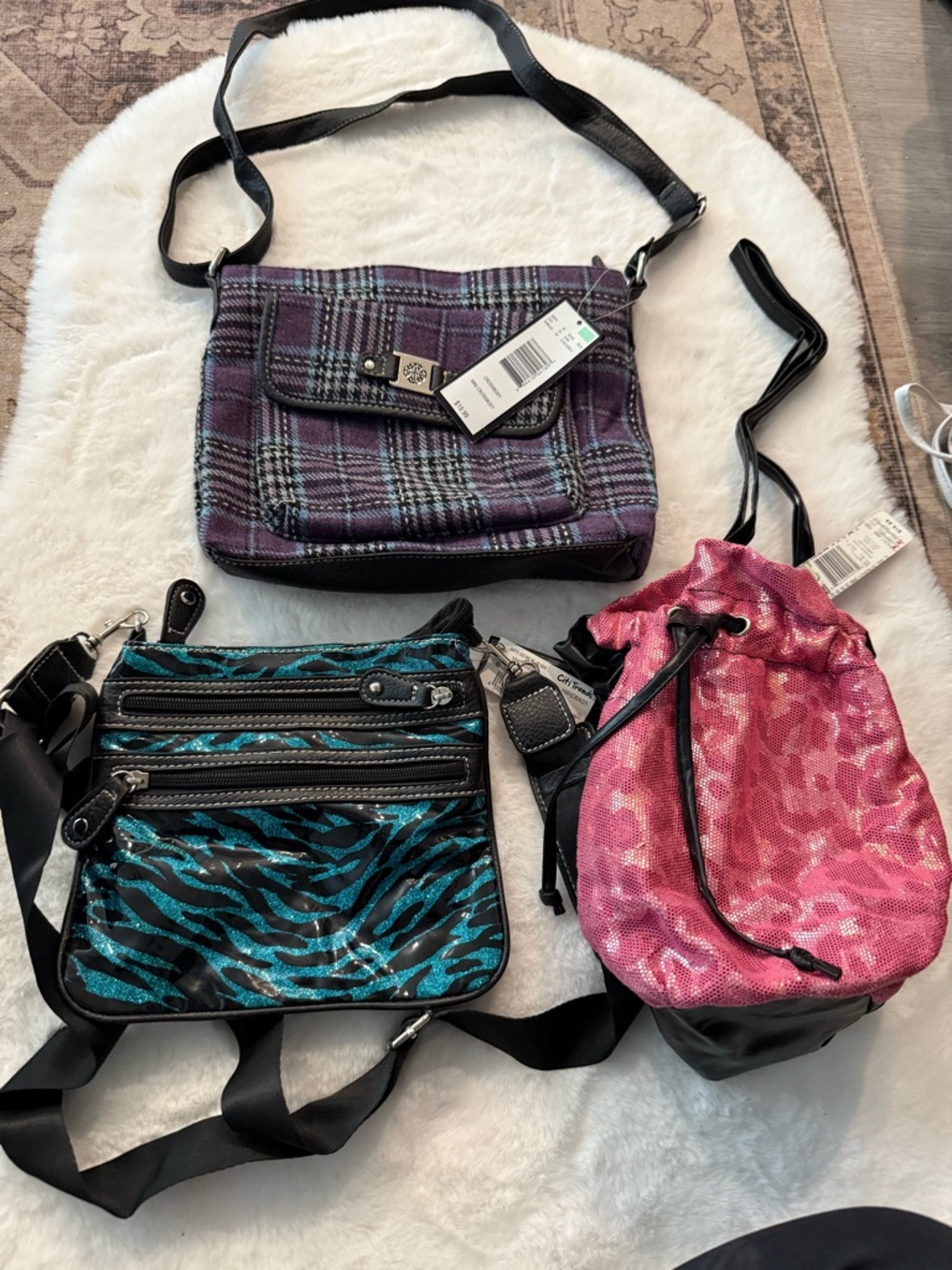 Women’s Purple Plaid Crossbody Bag - Unbranded